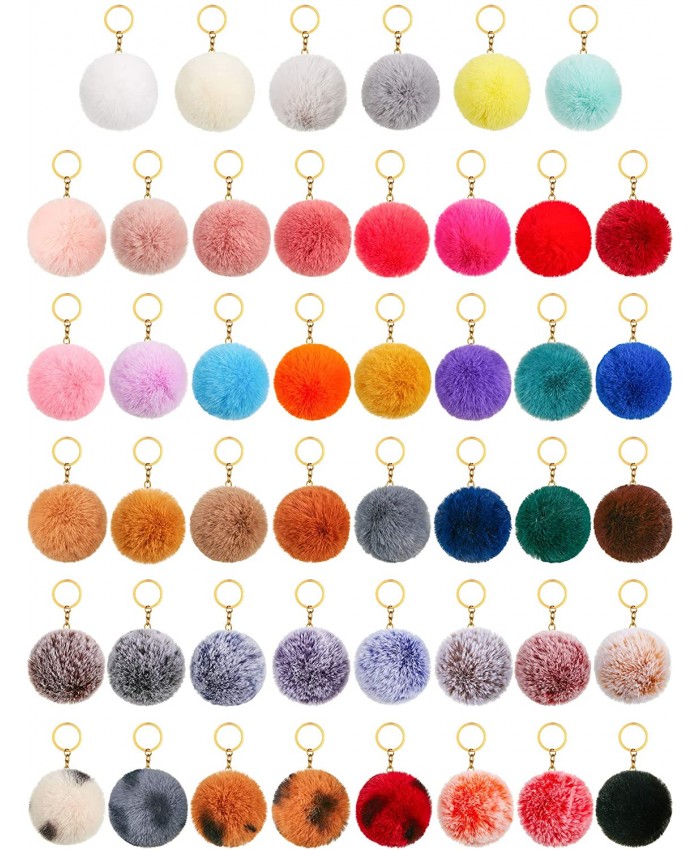 46 Pieces Pom Pom Keychain Fluffy Ball Faux Fur Keyring for Girl Women at  Women’s Clothing store