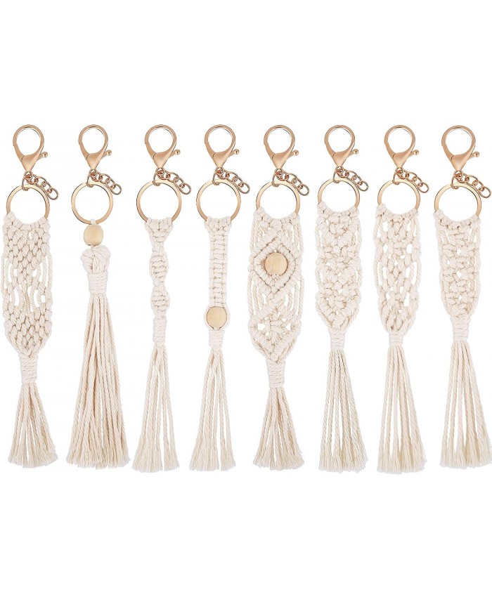 8 Pieces Mini Macrame Keychains Boho Macrame Bag Charms for Car Key Purse Phone Supplies at  Women’s Clothing store
