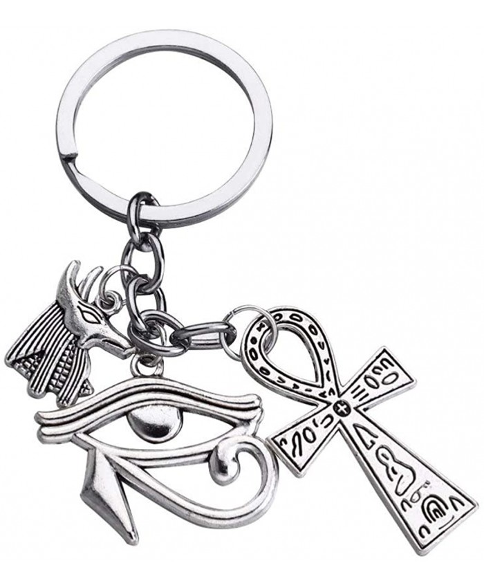 Amosfun Egyptian eye of horus keychain Pewter Ankh Egyptian Cross Keychain Egypt Symbol Anubis Keychain Egyptian Gifts at  Women’s Clothing store
