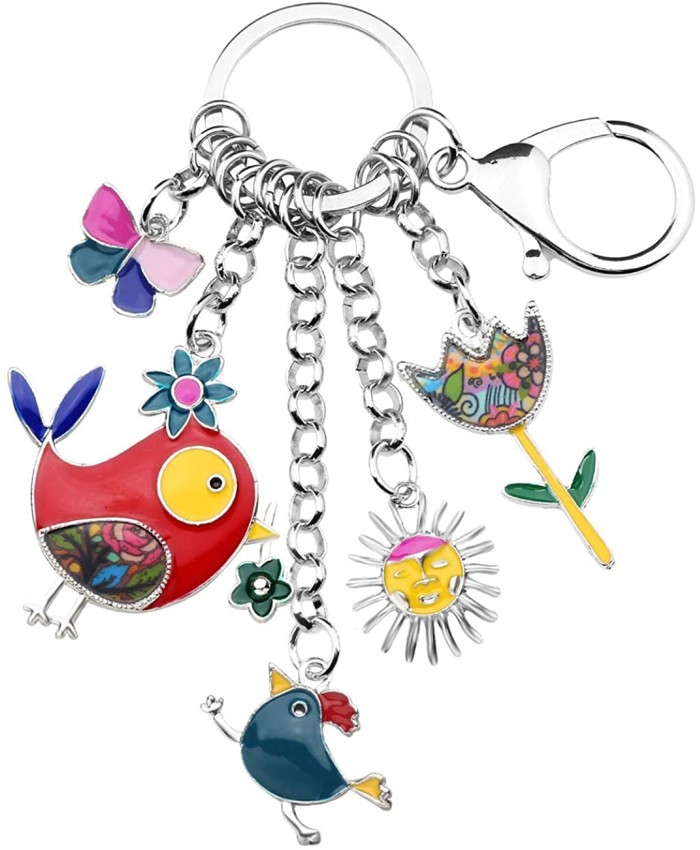 Bonsny Enamel Zinc Alloy Birds Flower Butterfly Key Chains Keyrings For Women Handbag Car Key Charms Multicoloured at  Women’s Clothing store