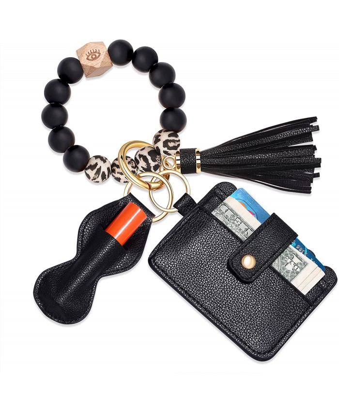CEALXHENY Silicone Wristlet Keychain Bracelet House Car Key Rings Holder with Purse Black 2 at  Women’s Clothing store
