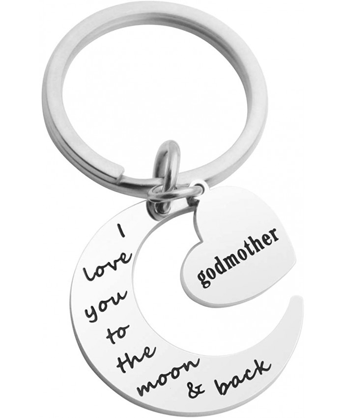 CHENVA Godmother I Love You to the Moon and Back Keychain Godmother Gift Gift for Godmother from Goddaughter I Love you to the moon and back Godmother at  Women’s Clothing store