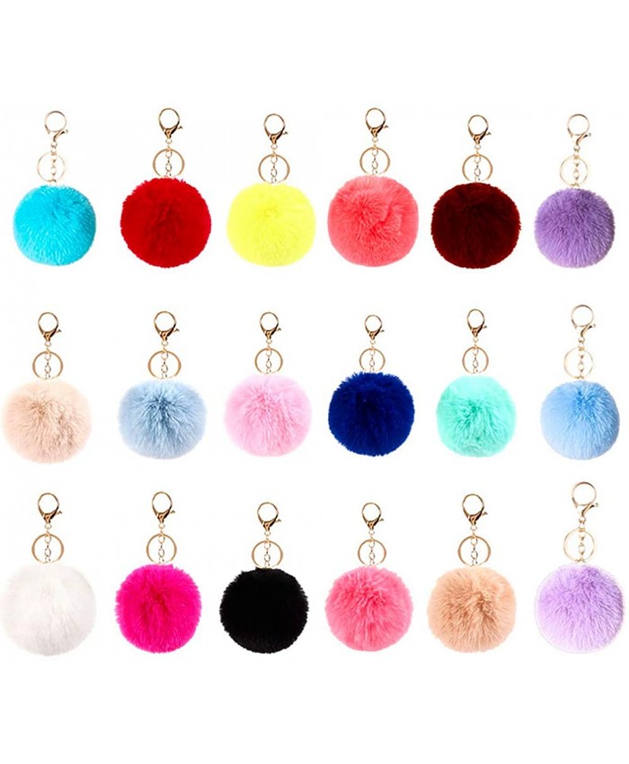 Cieovo 18 Pieces Pom Poms Keychains Fluffy Pompoms Keychain Faux Rabbit Fur Pompoms Keyring for Women Festival Gift Bag Accessories at  Men’s Clothing store