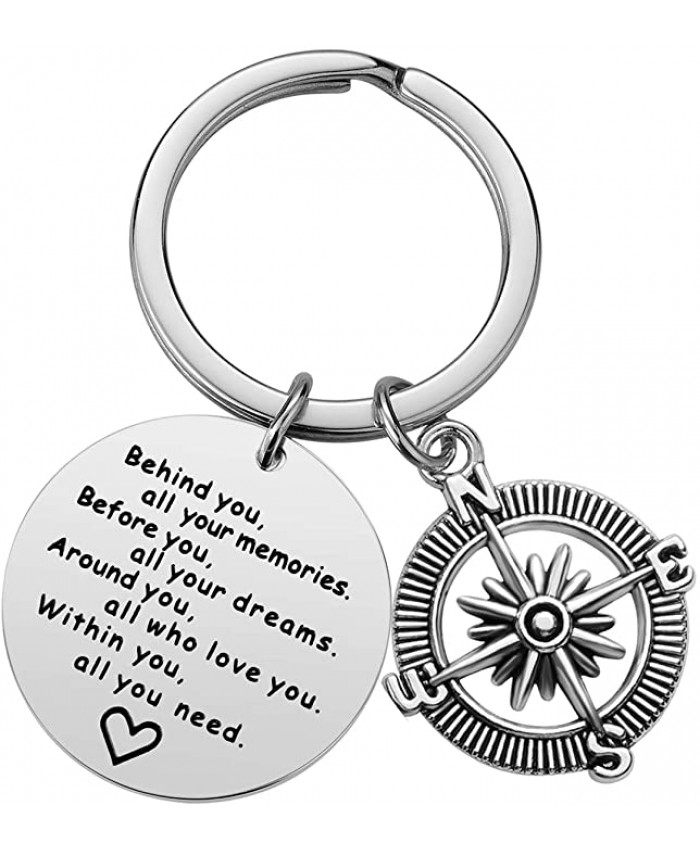 College Graduation Gift for Her - Behind You All Your Memories Grad Keychain for Women Girls High School Graduation Gifts for Her Him