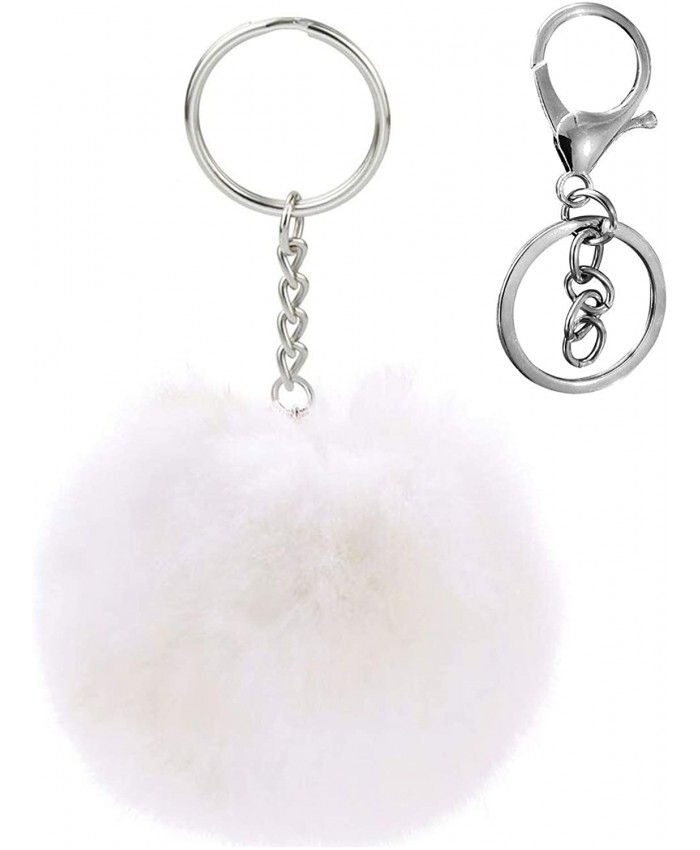 Cute Faux Rabbit Fur Ball Pom Pom Keychain Cityelf Car Key Ring Handbag Tote Bag Pendant Purse Charm white 1 at  Women’s Clothing store
