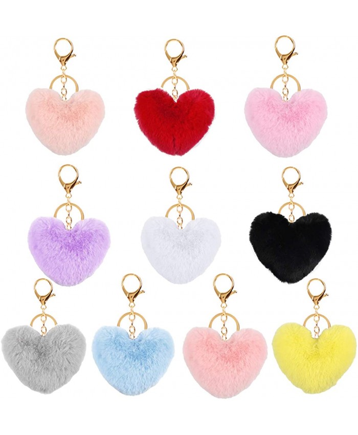 DORYUM 10 Pcs Pom Pom Fluffy Keyrings Soft Plush Charm Keyring Colorful Faux Fur Fluffy Keychain Ball For Women and Girls B at  Women’s Clothing store