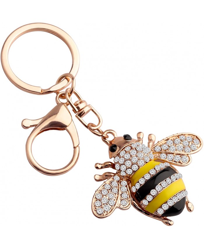 FEELMEM Cute Crystal Yellow Bee Charm Keychain Honeybee Bumble Bee Charm with Lobster Clasp Jewelry Handbag Key Ring Chain Keychain BEE keychain at  Women’s Clothing store