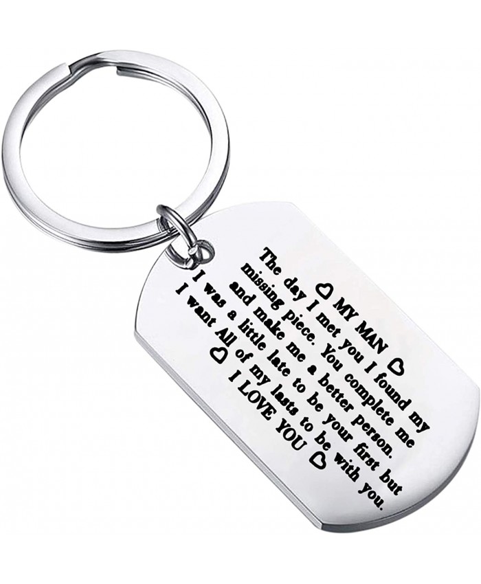 FUSTMW to My Man Keychain Husband Boyfriend Key Chain Gift I was a Little Late to Be Your First But I Want All of My Lasts to Be with You