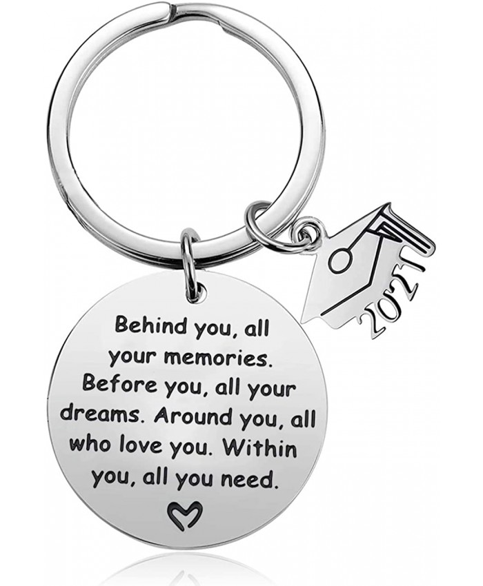 Graduation Gifts for College High School Graduates Behind You All Your Memories Inspirational Gift for Class 2021 University Graduation Keychain for Boy Girl Son Daughter at  Women’s Clothing store