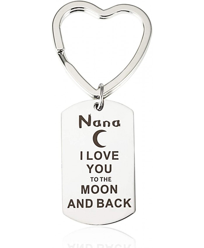 Grandma Gift from Granddaughter Grandson love to moon and back Nana Keychain Funny Cute Love Heart Keychain Engraved Mini Grandmother Key Ring Jewelry Present for Birthday Mother’s Day Christmas at  Women’s Clothing store