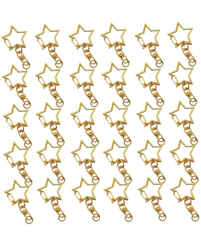 HAN SHENG 50 Pcs Metal Gold Star Design Spring Snap Keychain Clip Creative Pentagram Hanging Buckle Key Ring DIY Key Chains Accessories at  Women’s Clothing store