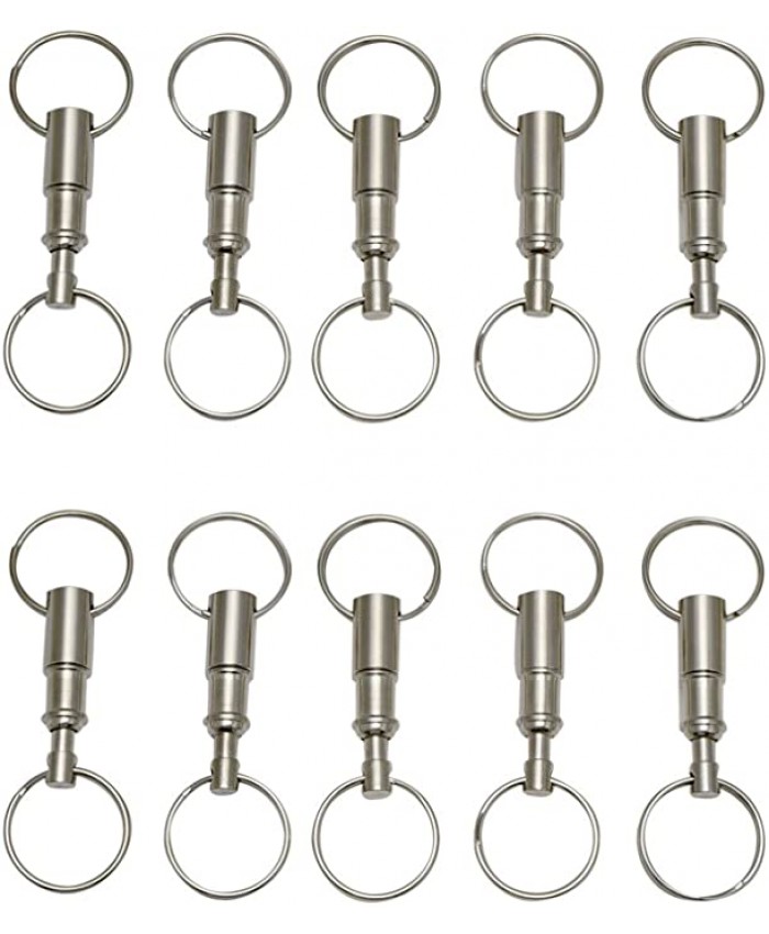 Honbay 10PCS Detachable Pull Apart Key Rings Keychains Heavy Duty Dual Key Ring Snap Lock Holder
