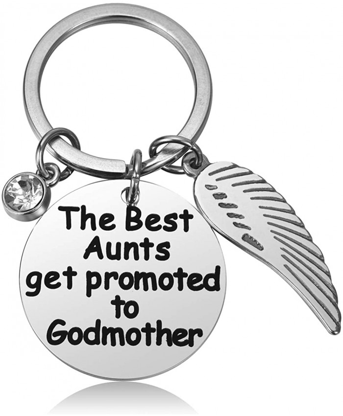 JZSTA Godmother Keychain Gift Baptism Jewelry Godmother Birthday Christen Gift The Best Aunts Get Promoted to Godmother