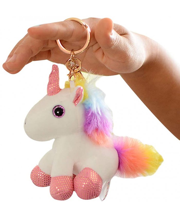 LEOSSTELL Cute Unicorn Plush Stuffed Keychain Animal Backpack Clip Handbag Keyring for Girls Women Kids at  Women’s Clothing store