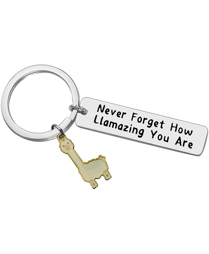 Llama Keychain Llama Gift Never Forget How Llamazing You are Keychain for Women Alpaca Gifts Animal Lover Gift Inspiring Inspired Motivational Keychains for Women birthday gift for friends at  Women’s Clothing store