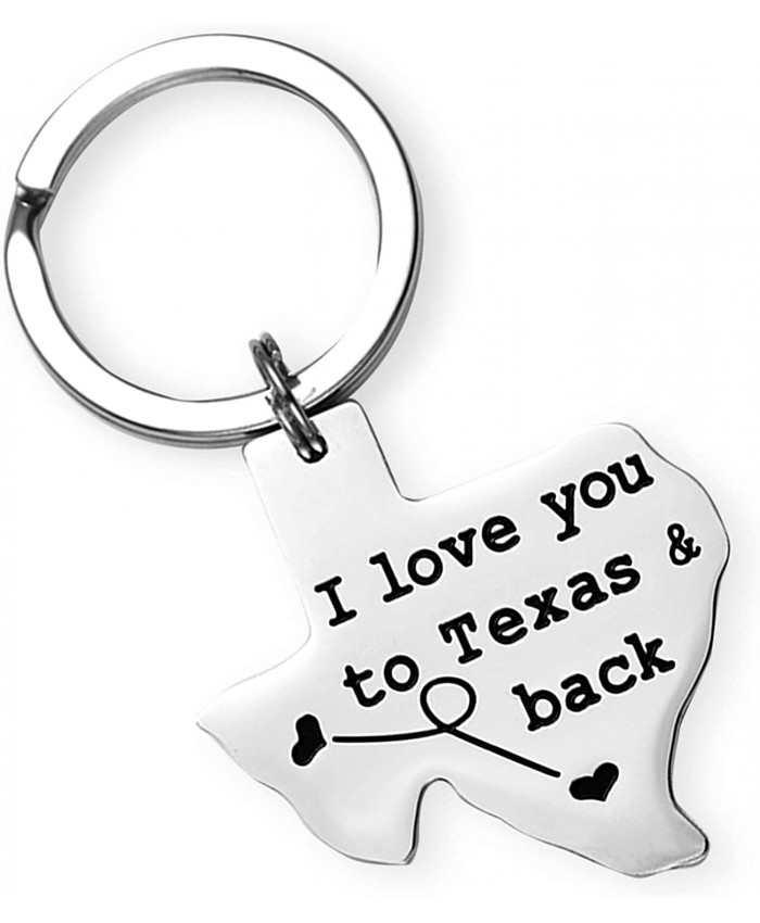 LParkin I Love You to Texas and Back Keychain Boyfriend Girlfriend Long Distance Relationship Gift Going Away Gifts Friendship Keychain