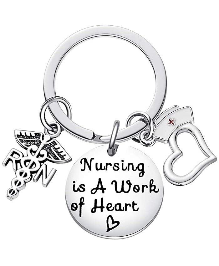 LPN She Believed She Could So She Did Nurse Keychain Caduceus Women Men Jewelry for Graduation Birthday Git RN - Nursing is a Work of Heart