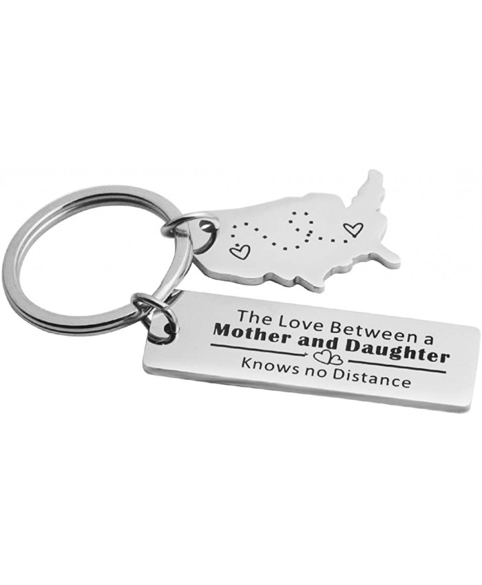 Meibai Mom Keychain Long Distance Gift State Keychain for Mom from Daughter and Son The Love Between a Mother and Daughter Knows No Distance