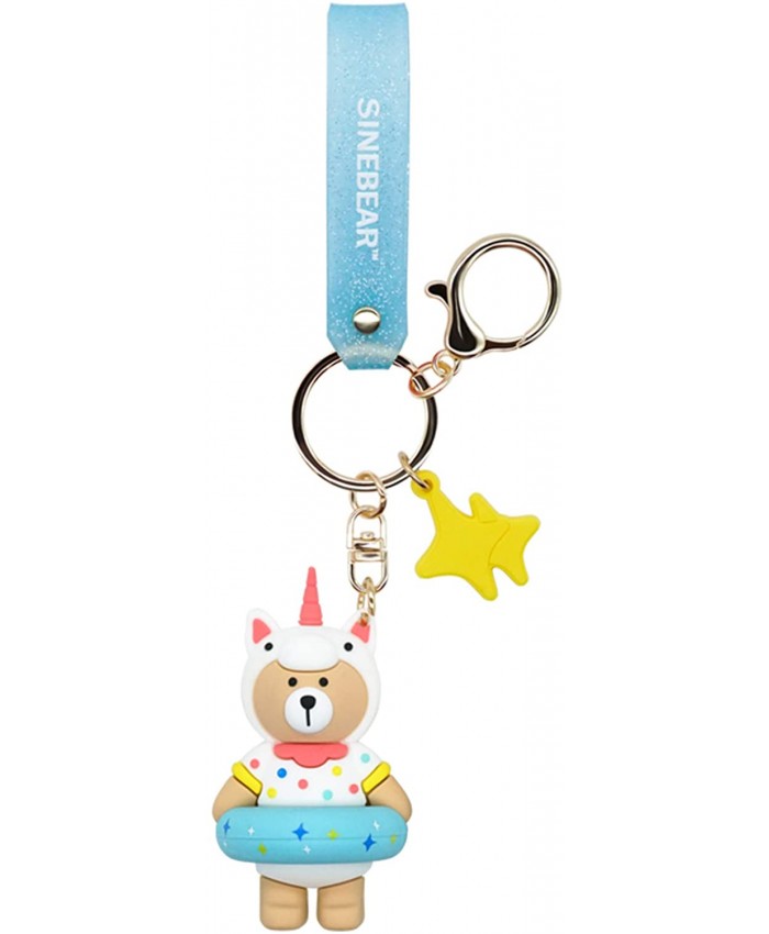 MEIPEL Cute Cartoon Bear Keychain with 3D PVC Key Ring Accessories Key Charms for Car Keys Bag Pendant for Women Girls Bule at  Women’s Clothing store