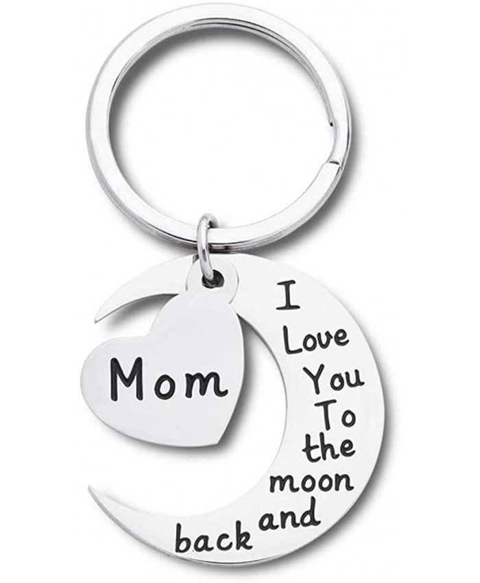 Mothers Day Mom Keychain Gift for Mum Mom Her From Daughter And Son Husband - I Love You To The Moon And Back Personalised Keyring Fathers Day Birthday at  Women’s Clothing store