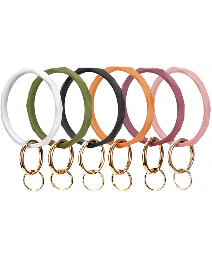 Mymazn Silicone Bangle Key Ring Bracelet Keychain for Women Wristlet Round Keyring 6 Pack at  Women’s Clothing store