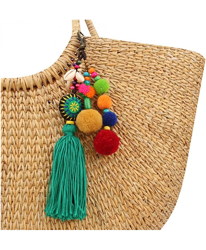 QTMY Pom Pom Shell Beads Tassel Bag Charm Pendant Boho Keyring Keychain for Women Purse Handbag Decor 6 at  Women’s Clothing store