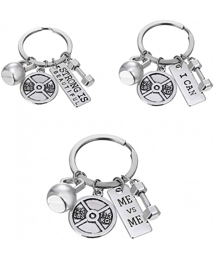 RINHOO Stainless Steel Fitness Gym Charm Keychains Quotes Weight Plate Dumbbell Kettlebell CharmsKeyring 3PC SET at  Women’s Clothing store