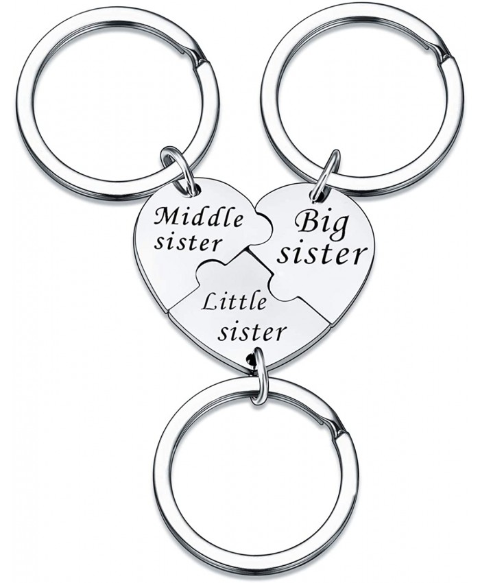 Sister Keychains for 3 Sisters Gifts Big Sis Mid Sis Lil Sis Matching Heart Keychain Set Sister Jewelry Christmas Gifts Birthday Gifts Style 01