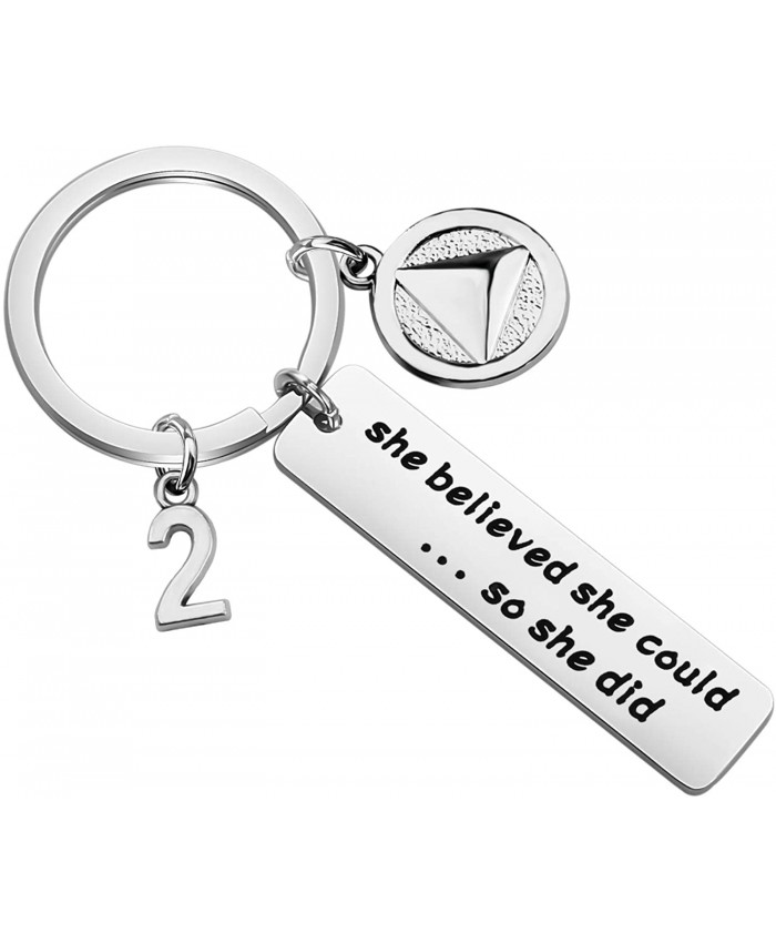 Sobriety Keychain Sober 5 Year Anniversary Gift Alcoholics Keychain She Believed She Could So She Did Sobriety Gifts AA Recovery Gifts Recovery Symbol Gift 2 Years at  Women’s Clothing store