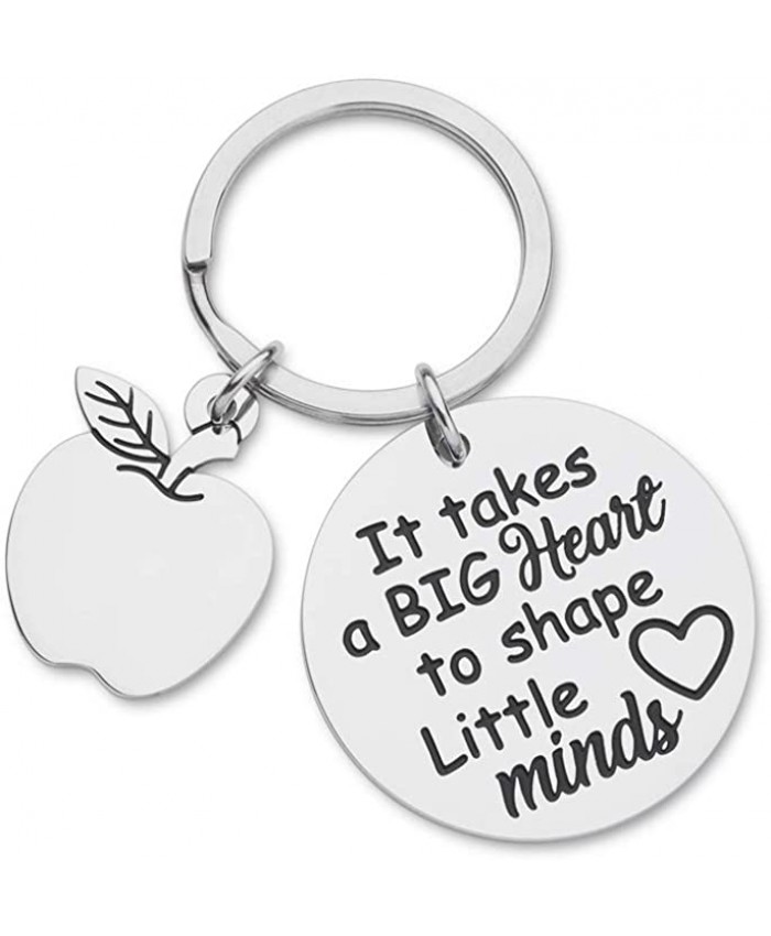 Teacher Appreciation Gifts for Women Men Graduation Keychain from Teen Student Boys Girls Preschool Gift Mom Dad Thank You Gift It Takes Big Heart to Shape Little Minds Key Ring