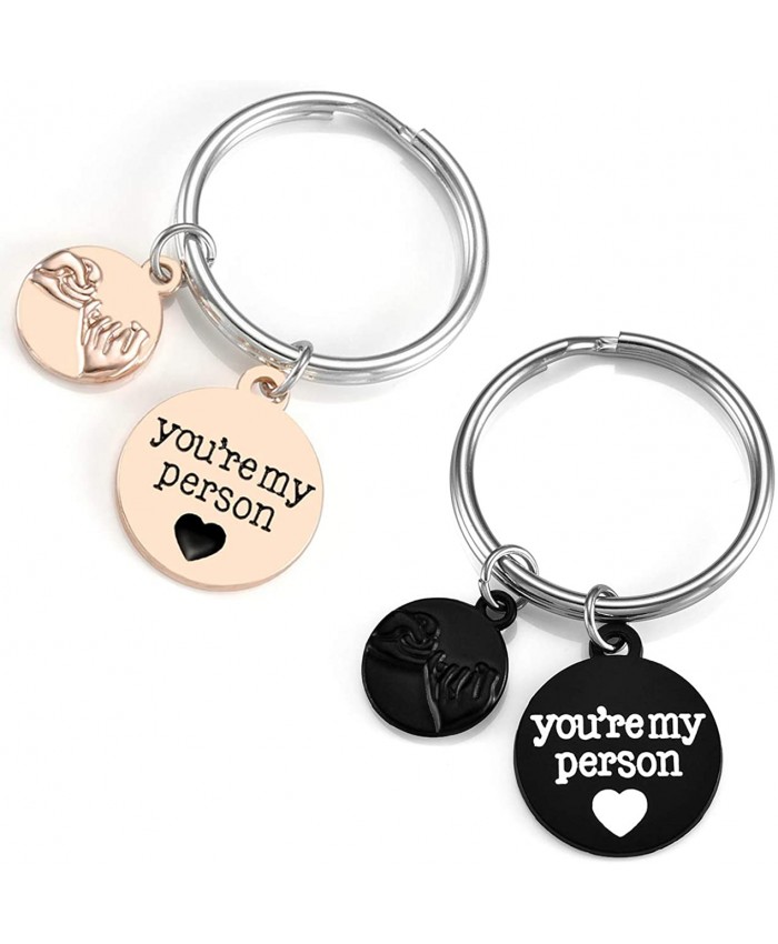 Top Plaza 2 Pcs You Are My Person Pinky Promise Couples Keychain Keyring Alloy Keychains for Lover Girlfriend Boyfriend Valentines Day Gifts at  Women’s Clothing store