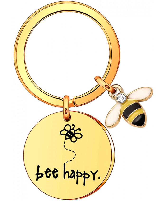 Women's Keychain Bee Happy Keyring Keychain Gift for Mom Aunt Daughter Niece Friends Gold at  Women’s Clothing store