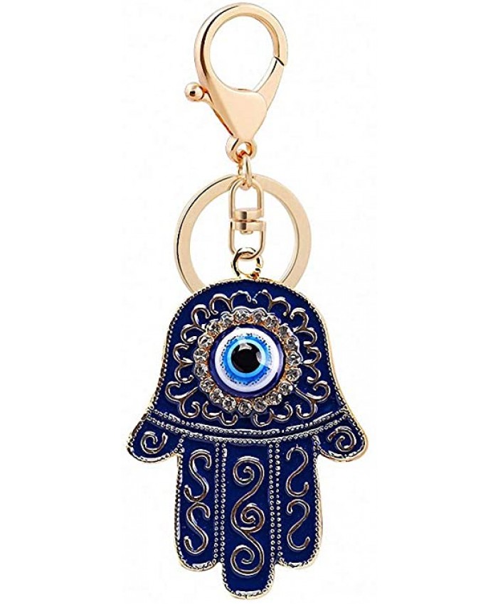Womens Mens Hand Evil Eye Lucky Charm Amulet Hamsa Hand Keychains Bag Pendant Keychains Key Ring Key Holder for Women Girls Silver at  Women’s Clothing store