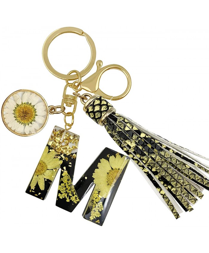 XGALBLA Letter M Keychain Accessories Cute Sunflower Initial Key Ring Premium Bag Charm Keychain Accessories for Women at  Women’s Clothing store