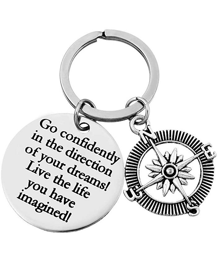 XYBAGS Graduation Gifts with Inspirational Quotes Go Confidently in The Direction of Your Dreams Compass Jewelry Birthday Keychain Gift