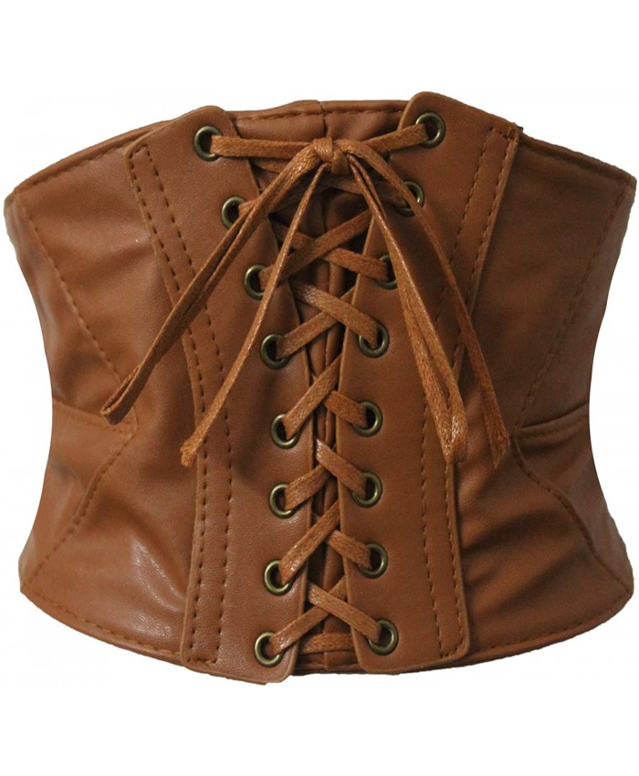 Alivila.Y Fashion Womens Faux Leather Steampunk Sexy Underbust Waist Belt Corset at Women’s Clothing store
