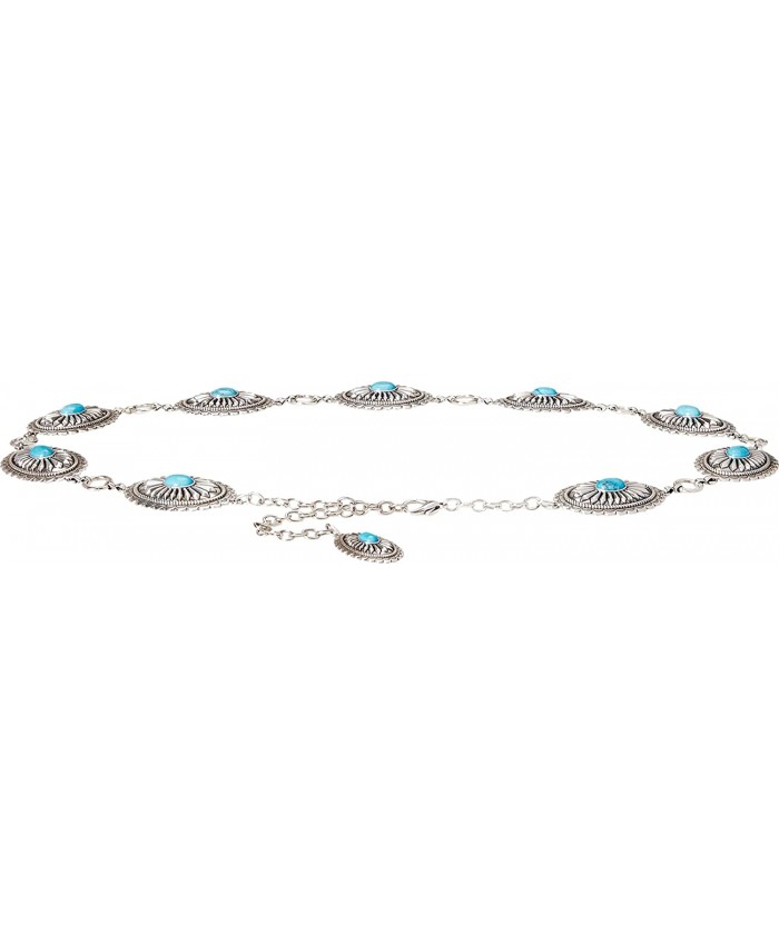 Ariat Turquoise Concho Chain Belt - Ladies Silver at  Women’s Clothing store