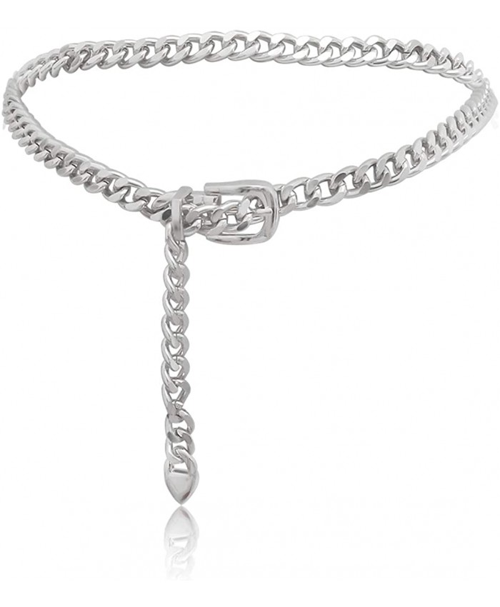 Belt Chains for Women L XL Gold Silver Leopard Tone Single Layer Rhinestone Waist Chain Jewelry for Women Teen Girls Silver Belt