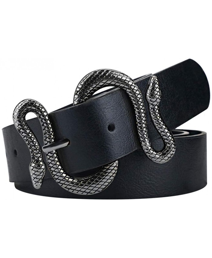 Belts for Women Women Fashion Leather Belt for Dress with Snake Belt Buckle at  Women’s Clothing store