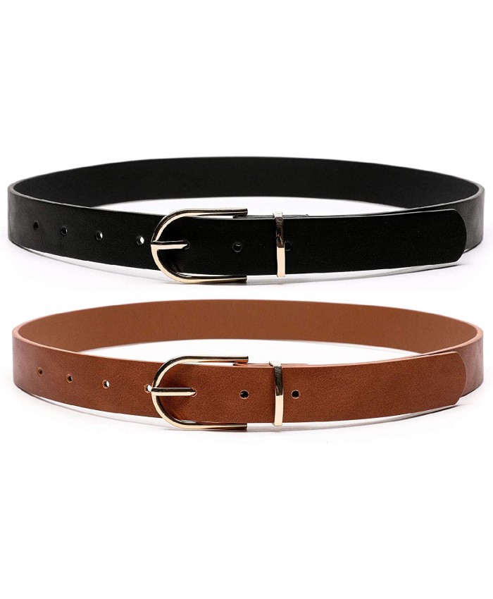 Earnda 2 Pack Brown Belt Women's Chic Faux Leather Waist Belt for Jeans at  Women’s Clothing store