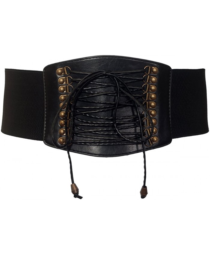 eVogues Plus size Faux Leather Corset Look Elastic Belt Black - One Size Plus at  Women’s Clothing store