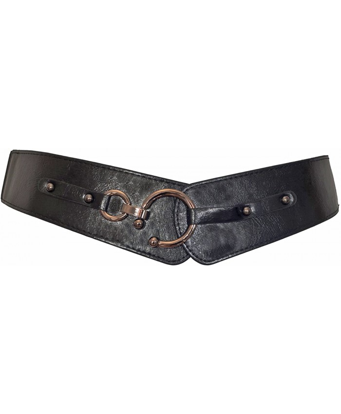 eVogues Plus Size Hook Buckle Faux Leather Wide Elastic Belt Black - One Size Plus at  Women’s Clothing store