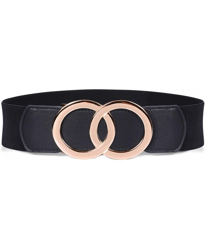 JASGOOD Women Stretchy Wide Waist Belts Ladies Elastic Belt for Dresses Double Ring Buckle at  Women’s Clothing store