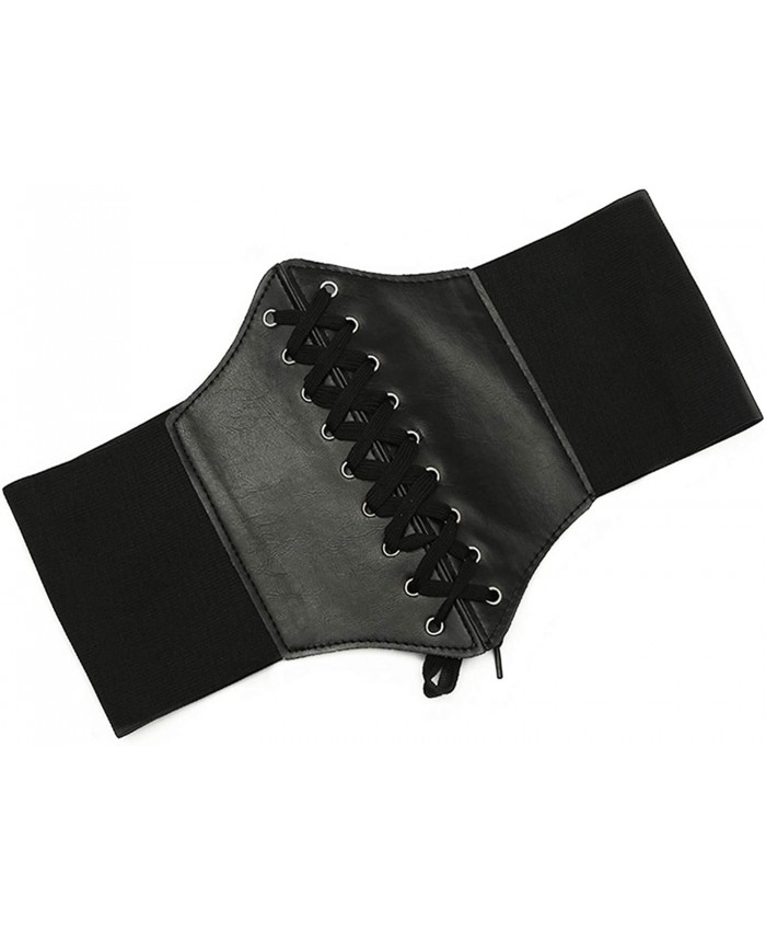 JinYu Womens Vintage Cinch Belt Lace-up Corset Elastic Waistband Waspie Black 1 Pack Medium at  Women’s Clothing store