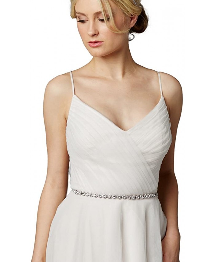 Mariell Crystal Bridal Sash Rhinestone Wedding Belt for Gowns - Ivory Ribbon Mariell