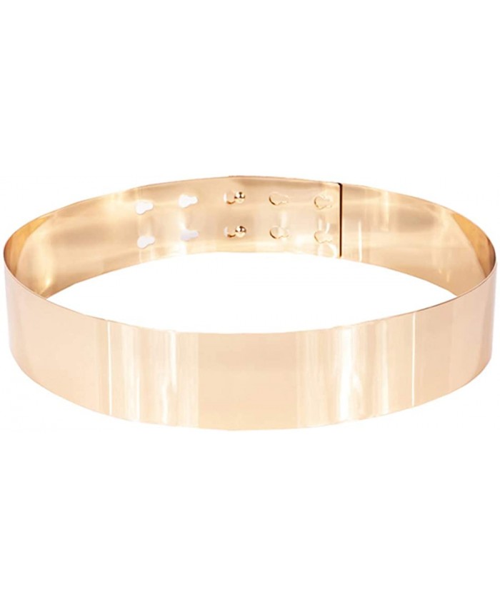 Shengweiao Sleek Gold Mirror Metal Waist Belt at Women’s Clothing store
