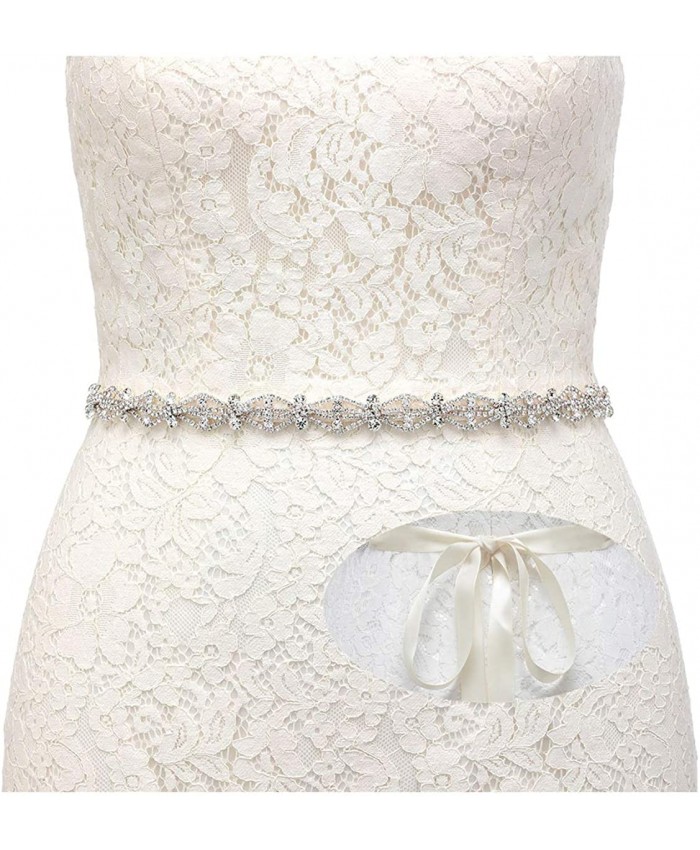 SWEETV Crystal Bridal Belt Rhinestone Wedding Dress Belt Sash Headband for Bride Bridesmaid Silver at  Women’s Clothing store