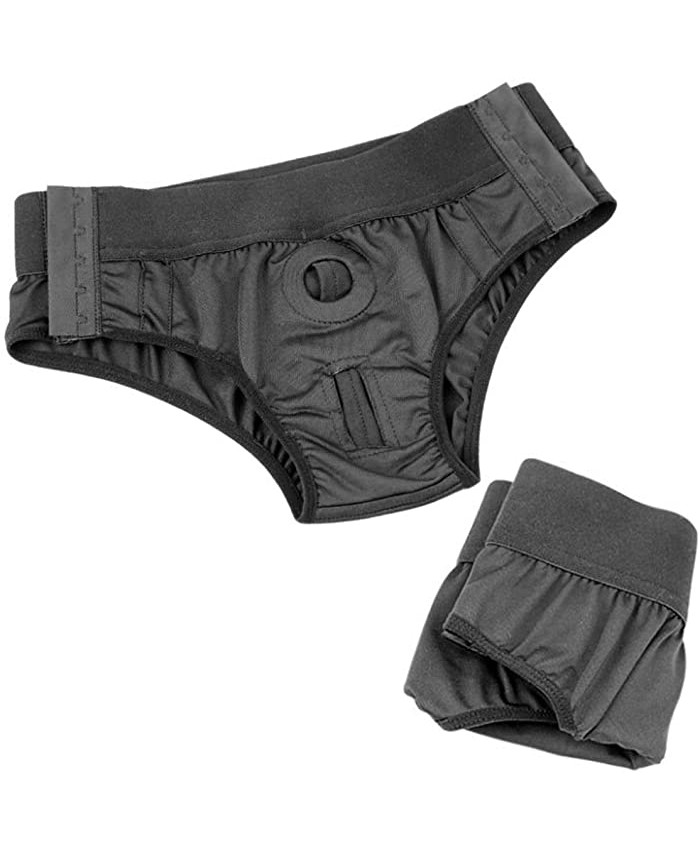 Unisex Strap on Harness Belt Pants Strapless Panties - Black Black3