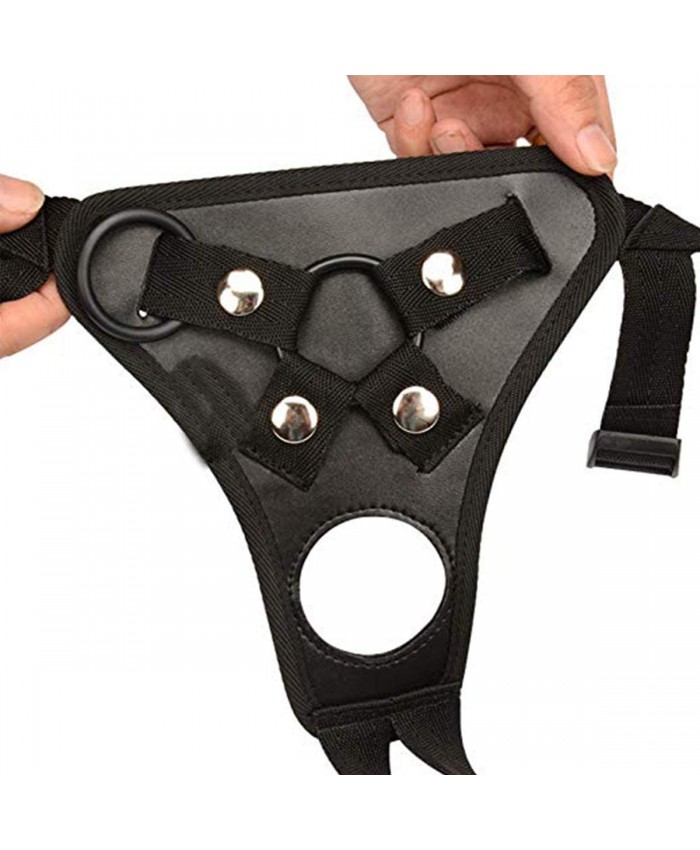 Unisex Strap on Harness Belt Pants Strapless Panties with Adjustable Belt in Black For Women Men B