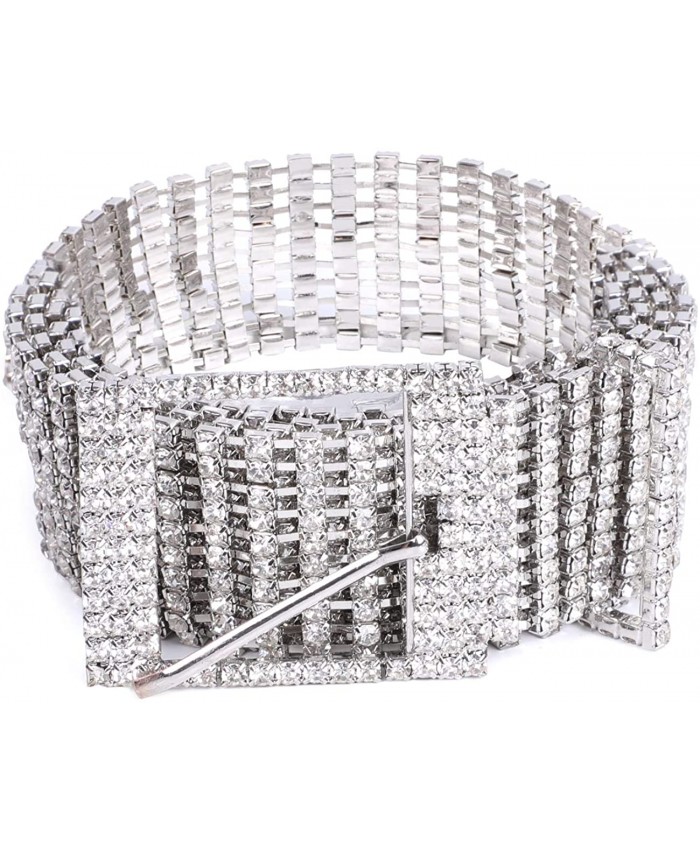 Women Rhinestone Chain Waist Belt JASGOOD Party Club Sparkle Waistband Silver Shiny Crystal Belts for Dress at Women’s Clothing store